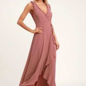 Juliette Mauve Ruffled High-Low Wrap Dress